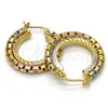 Oro Laminado Small Hoop, Gold Filled Style Polished, Tricolor, 02.100.0067.1.25