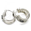 Rhodium Plated Small Hoop, with Black and White Cubic Zirconia, Polished, Rhodium Finish, 02.210.0302.8.20
