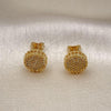 Oro Laminado Stud Earring, Gold Filled Style with White Micro Pave, Polished, Golden Finish, 02.342.0310
