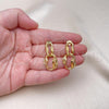 Oro Laminado Dangle Earring, Gold Filled Style Chunky Design, Polished, Golden Finish, 02.163.0223