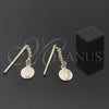 Oro Laminado Long Earring, Gold Filled Style Guadalupe Design, Golden Finish, 5.219.007