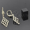 Oro Laminado Dangle Earring, Gold Filled Style Filigree Design, Golden Finish, 5.108.006