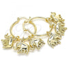 Oro Laminado Small Hoop, Gold Filled Style Elephant Design, Polished, Golden Finish, 02.63.2630.25