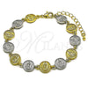 Oro Laminado Tennis Bracelet, Gold Filled Style Guadalupe Design, Diamond Cutting Finish, Two Tone, 03.341.0241.07