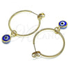 Oro Laminado Medium Hoop, Gold Filled Style Evil Eye Design, Blue Resin Finish, Golden Finish, 02.63.2743.30