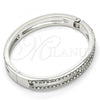 Rhodium Plated Individual Bangle, with White Crystal, Polished, Rhodium Finish, 07.252.0055.1.04 (09 MM Thickness, Size 4 - 2.25 Diameter)