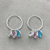 Sterling Silver Small Hoop, Star Design, with Pink and Aqua Blue Cubic Zirconia, Polished, Silver Finish, 02.402.0043.15