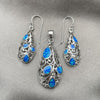 Sterling Silver Earring and Pendant Adult Set, with Bermuda Blue Opal, Polished, Silver Finish, 10.391.0006