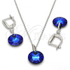 Sterling Silver Earring and Pendant Adult Set, with Bermuda Blue Swarovski Crystals, Polished, Rhodium Finish, 10.281.0022.1