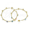 Oro Laminado Medium Hoop, Gold Filled Style Evil Eye Design, Multicolor Enamel Finish, Golden Finish, 02.213.0219.3.40
