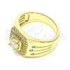 Oro Laminado Mens Ring, Gold Filled Style with White Cubic Zirconia, Polished, Golden Finish, 01.283.0028.10