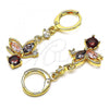 Oro Laminado Long Earring, Gold Filled Style Butterfly Design, with Multicolor and White Cubic Zirconia, Polished, Golden Finish, 02.357.0067