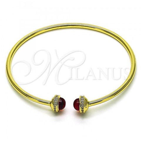 Oro Laminado Individual Bangle, Gold Filled Style with Garnet Crystal and White Micro Pave, Polished, Golden Finish, 07.341.0049.1