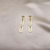 Oro Laminado Long Earring, Gold Filled Style Paperclip Design, Polished, Golden Finish, 02.213.0471