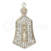 Oro Laminado Religious Pendant, Gold Filled Style Hand of God Design, with Micro Pave, Golden Finish, 05.156.0026