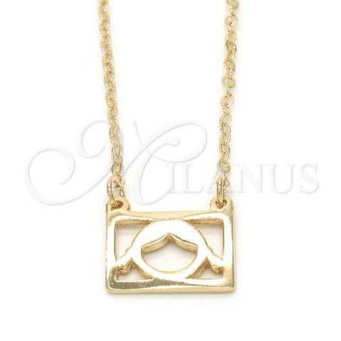 Oro Laminado Pendant Necklace, Gold Filled Style Little Girl Design, Polished, Golden Finish, 04.09.0159.18