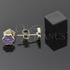 Oro Laminado Stud Earring, Gold Filled Style Flower Design, Purple Enamel Finish, Golden Finish, 02.64.0366 *PROMO*