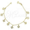 Oro Laminado Charm Bracelet, Gold Filled Style Flower Design, Diamond Cutting Finish, Golden Finish, 03.09.0038.07