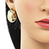 Oro Laminado Stud Earring, Gold Filled Style Chunky Design, Polished, Golden Finish, 02.163.0281