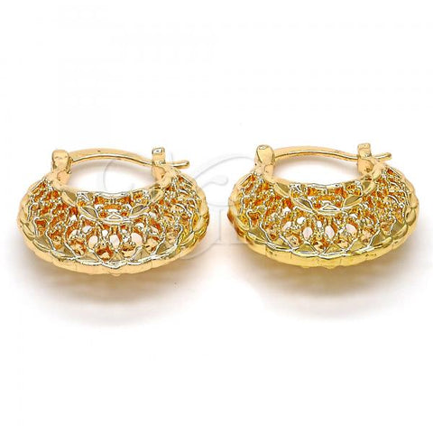 Oro Laminado Small Hoop, Gold Filled Style Chunky Design, Diamond Cutting Finish, Golden Finish, 02.170.0155.25