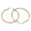 Oro Laminado Large Hoop, Gold Filled Style Diamond Cutting Finish, Tricolor, 02.213.0159.1.50