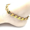 Oro Laminado Basic Anklet, Gold Filled Style Puff Mariner Design, Polished, Golden Finish, 04.116.0062.10