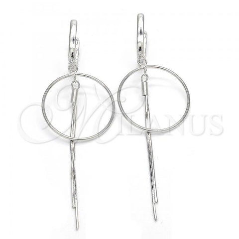 Sterling Silver Long Earring, Polished, Rhodium Finish, 02.186.0087