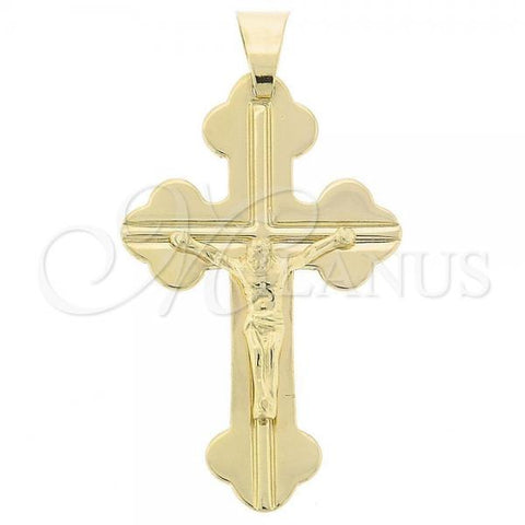 Oro Laminado Religious Pendant, Gold Filled Style Crucifix Design, Golden Finish, 05.16.0017