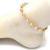Oro Laminado Fancy Anklet, Gold Filled Style Chunky Design, Diamond Cutting Finish, Golden Finish, 03.93.0012.10