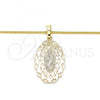 Oro Laminado Pendant Necklace, Gold Filled Style Guadalupe Design, Polished, Golden Finish, 04.106.0052.1.20