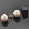 Oro Laminado Stud Earring, Gold Filled Style Ball Design, with Rose Pearl, Polished, Golden Finish, 02.63.2132