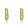 Oro Laminado Huggie Hoop, Gold Filled Style with White Cubic Zirconia, Polished, Golden Finish, 02.210.0557.12