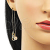 Oro Laminado Threader Earring, Gold Filled Style with Multicolor Micro Pave, Polished, Golden Finish, 02.210.0809.1