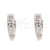 Stainless Steel Huggie Hoop, with Pink and White Crystal, Polished, Steel Finish, 02.230.0073.12