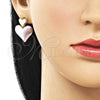 Oro Laminado Stud Earring, Gold Filled Style Heart Design, Polished, Tricolor, 02.170.0560.1