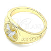 Oro Laminado Mens Ring, Gold Filled Style Eagle Design, Polished, Two Tone, 01.351.0013.12