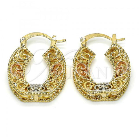 Oro Laminado Small Hoop, Gold Filled Style Polished, Tricolor, 02.102.0025.20