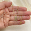 Oro Laminado Thin Rosary, Gold Filled Style Cross and Virgen Maria Design, Polished, Golden Finish, 09.02.0061.18