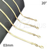 Oro Laminado Basic Necklace, Gold Filled Style Herringbone Design, Polished, Golden Finish, 04.58.0019.20