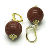 Oro Laminado Dangle Earring, Gold Filled Style Ball Design, Polished, Golden Finish, 02.63.2748