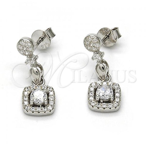 Sterling Silver Dangle Earring, with White Cubic Zirconia, Polished, Rhodium Finish, 02.175.0134