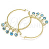 Oro Laminado Large Hoop, Gold Filled Style Evil Eye Design, Turquoise Resin Finish, Golden Finish, 02.380.0072.50