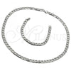 Stainless Steel Necklace and Bracelet, Pave Cuban Design, Diamond Cutting Finish,, 06.278.0004