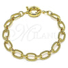 Oro Laminado Fancy Anklet, Gold Filled Style Chunky and Twist Design, Polished, Golden Finish, 03.415.0008.10