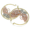 Oro Laminado Large Hoop, Gold Filled Style Butterfly Design, with White Crystal, Diamond Cutting Finish, Tricolor, 02.380.0043.50
