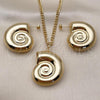 Oro Laminado Earring and Pendant Adult Set, Gold Filled Style Snail and Hollow Design, Polished, Golden Finish, 10.282.0015