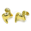 Oro Laminado Stud Earring, Gold Filled Style Chunky Design, Polished, Golden Finish, 02.163.0323