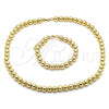 Oro Laminado Necklace and Bracelet, Gold Filled Style Chunky Design, Polished, Golden Finish, 06.341.0007