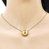 Oro Laminado Pendant Necklace, Gold Filled Style Chunky and Box Design, Polished, Golden Finish, 04.213.0309.16