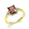 Oro Laminado Multi Stone Ring, Gold Filled Style with Garnet and White Cubic Zirconia, Polished, Golden Finish, 01.210.0119.2.06